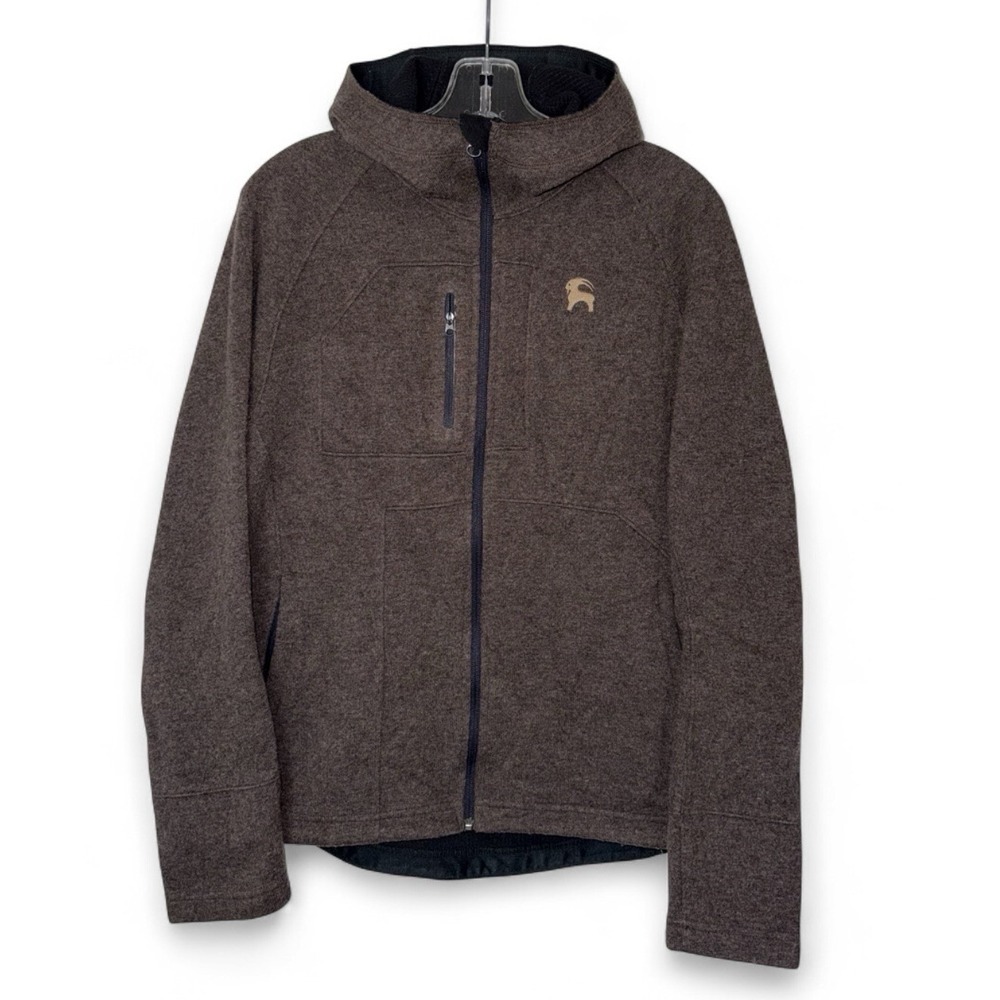 Backcountry Siphon Wool Hooded Jacket Mens M Polartec Brown Hiking Gorpcore